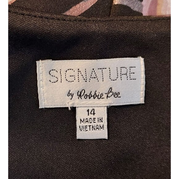 Signature Robbie Bee Dress Womens 14 Black Floral Fit And Flare Sleeveless - Picture 7 of 12